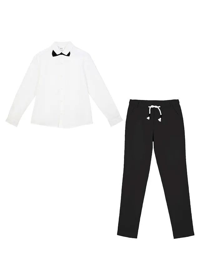 PANTALóN CHINO, CAMISA Y PAJARITA (3 PIEZAS) PARA NIñOS NEGROBLANCO